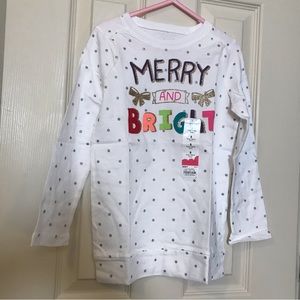 Girls Christmas Holiday Long-Sleeved Tunic T-Shirt Girls Size 5